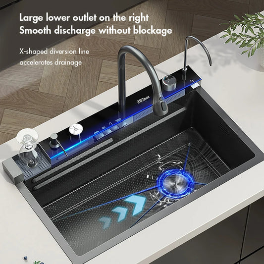 Large Single Slot Integrated Digital Display Faucet Set