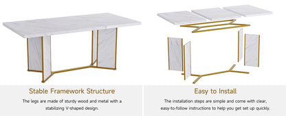 71 Inch Rectangular Dining Table for 6 to 8 People