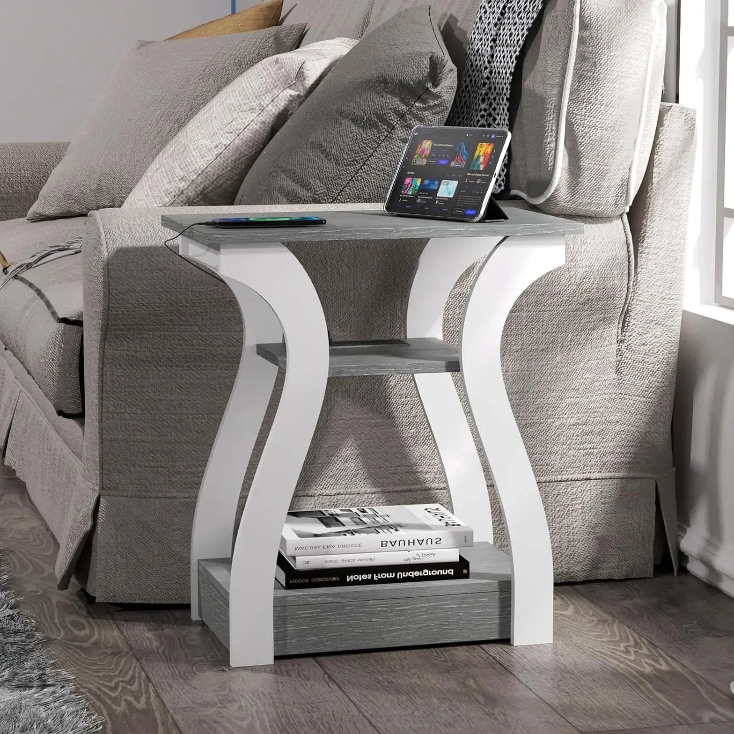 Set of 2 with Charging Station, Side Table