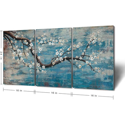 Large Framed Plum Blossom Tree Gallery Wrapped Decorative Art