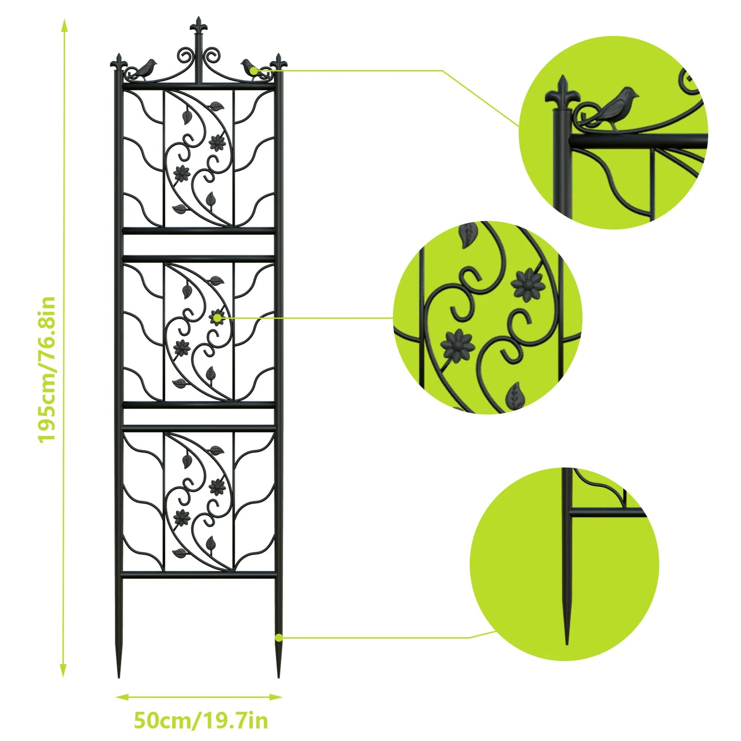 71 inch Tall Metal Fence Black Lattice Panel Yard Corner Décor