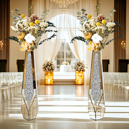 Large Crushed Diamond Glass Vase for Home Decor