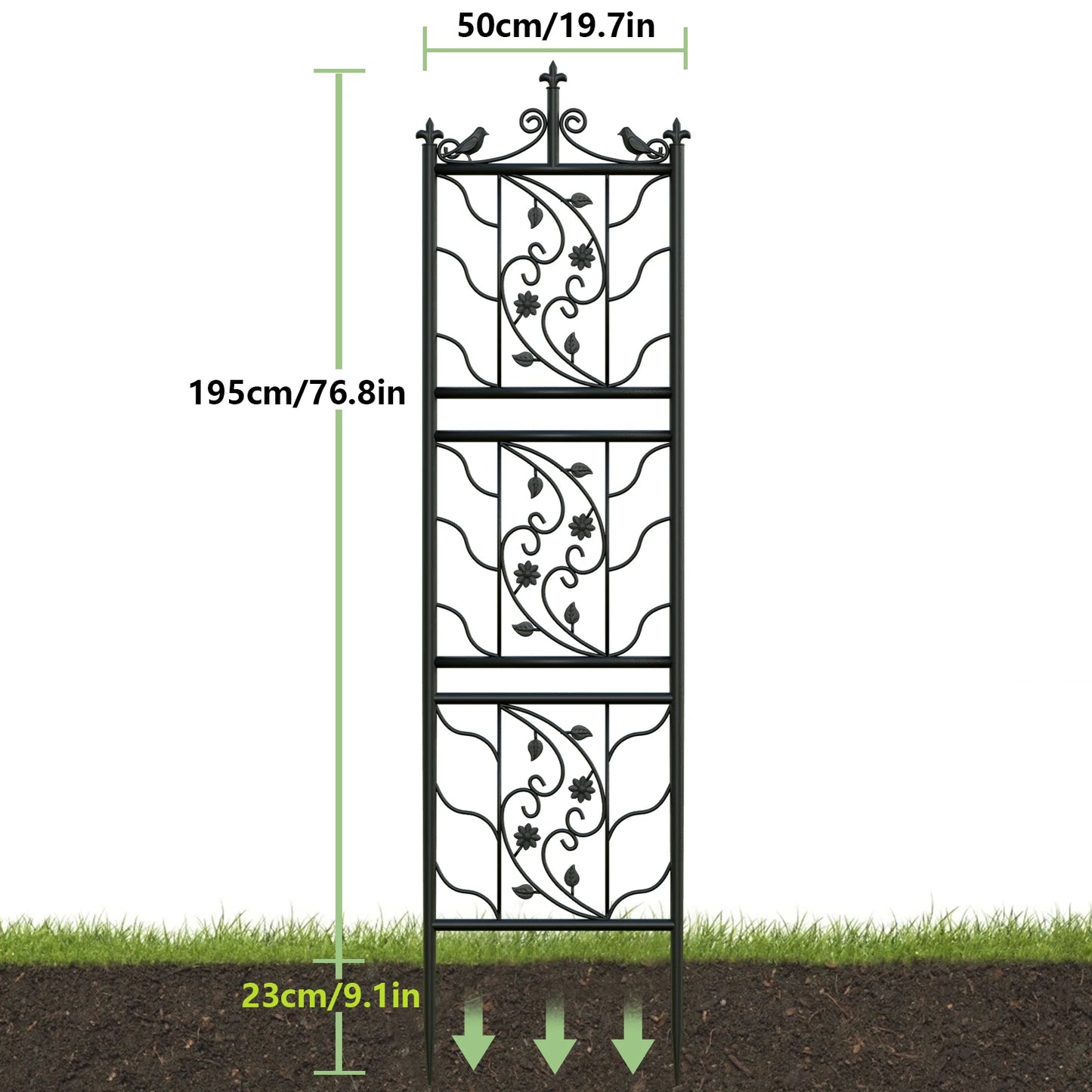 71 inch Tall Metal Fence Black Lattice Panel Yard Corner Décor