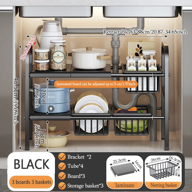 1 Set Multipurpose Expandable Cabinet Shelf Rack