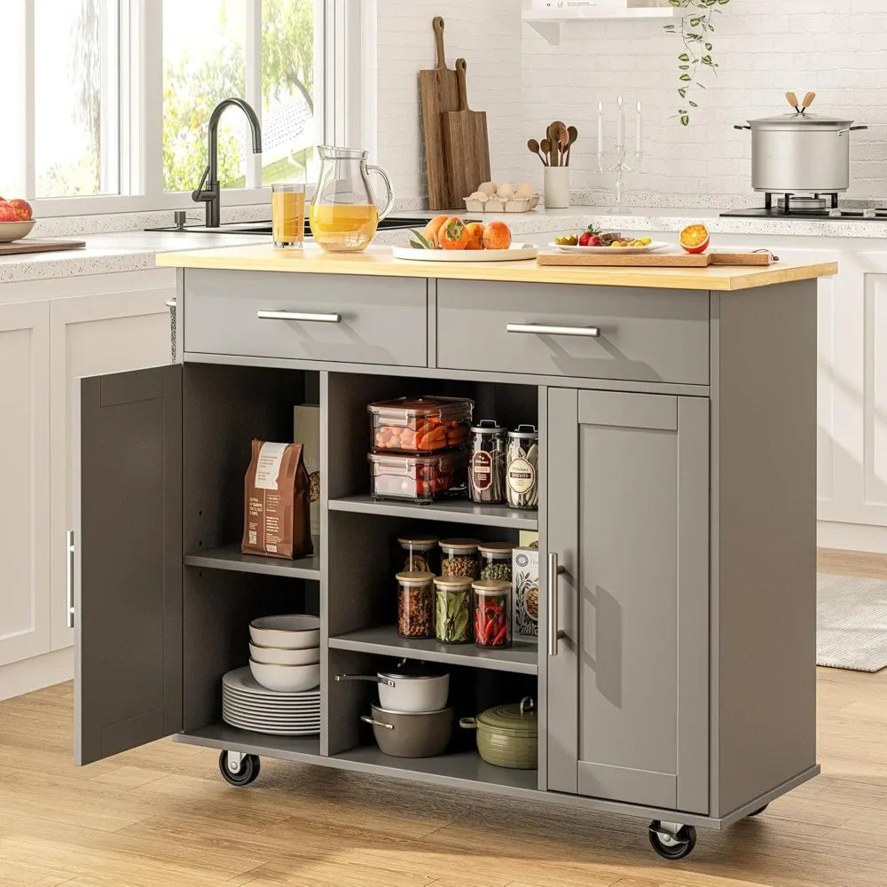 40" Kitchen Island on Wheels with Storage Cabinet