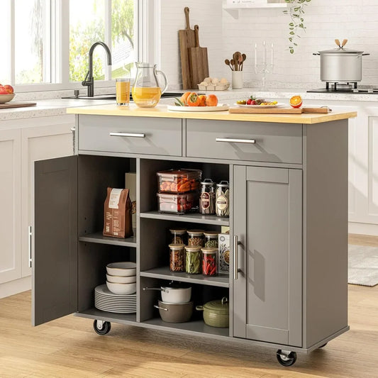 40" Kitchen Island on Wheels with Storage Cabinet