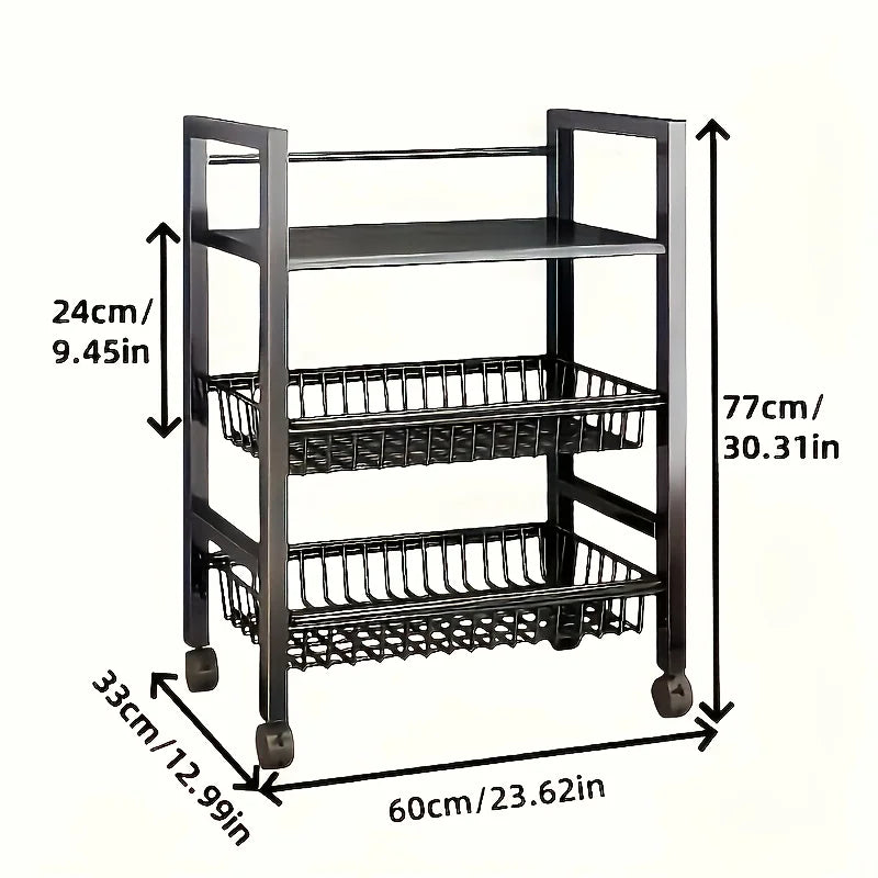 New Heavy-Duty Faridabio 4-Tier Freestanding Shelf with 3 Baskets.