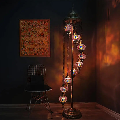 Moroccan Mosaic Standing Lamp 9 Globe