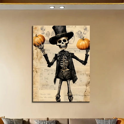 1.5 inch solid wood frame, Halloween skeletons