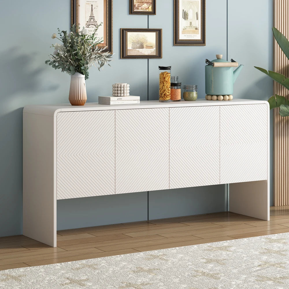 60"L Large Storage Space Sideboard with 4 Doors and Rebound Device