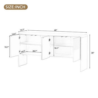 60"L Large Storage Space Sideboard with 4 Doors and Rebound Device