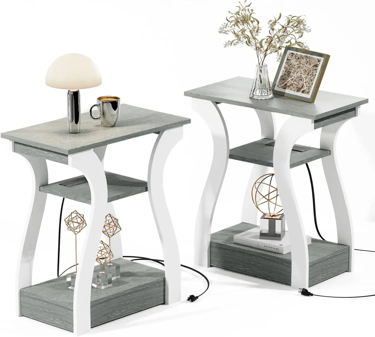 Set of 2 with Charging Station, Side Table