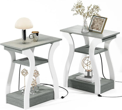 Set of 2 with Charging Station, Side Table