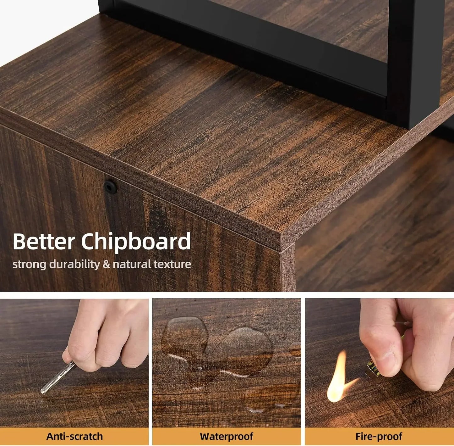 5 Tiers Bookshelf, Modern S-Shaped Z-Shelf Style
