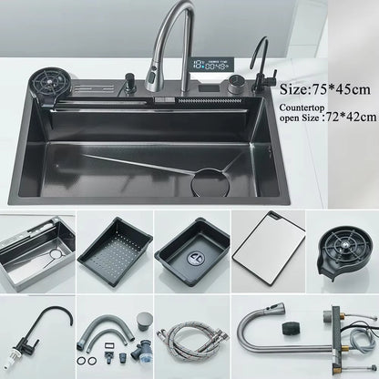 Large Single Slot Integrated Digital Display Faucet Set