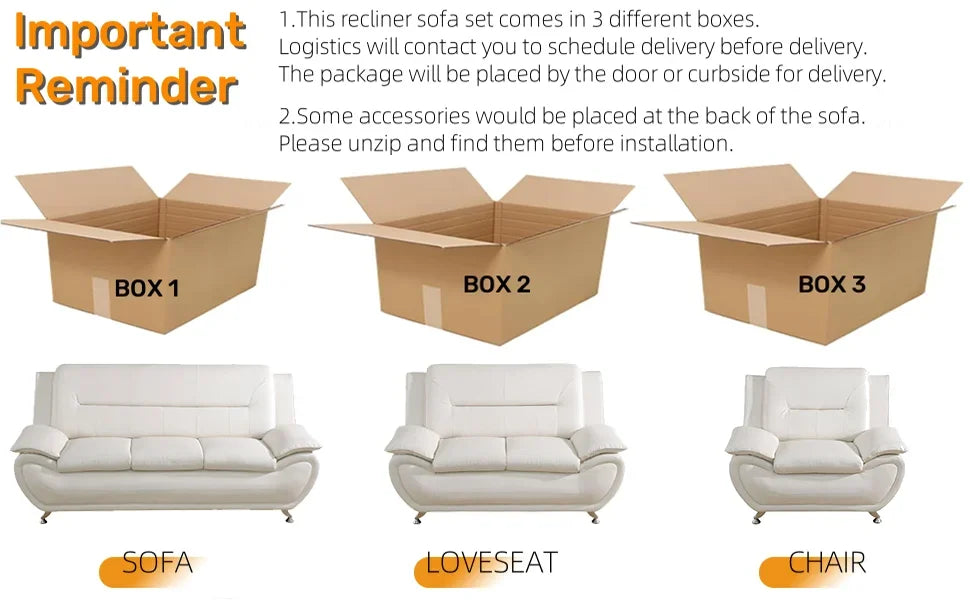 Leather Sofa Set,Leather Sofa Set for Living Room Furniture Sets, Loveseat Sofa with Chair 3-Piece for Living Room/Office