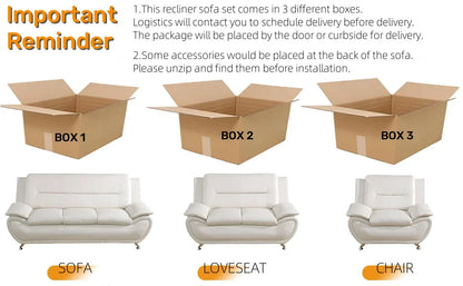 Leather Sofa Set,Leather Sofa Set for Living Room Furniture Sets, Loveseat Sofa with Chair 3-Piece for Living Room/Office