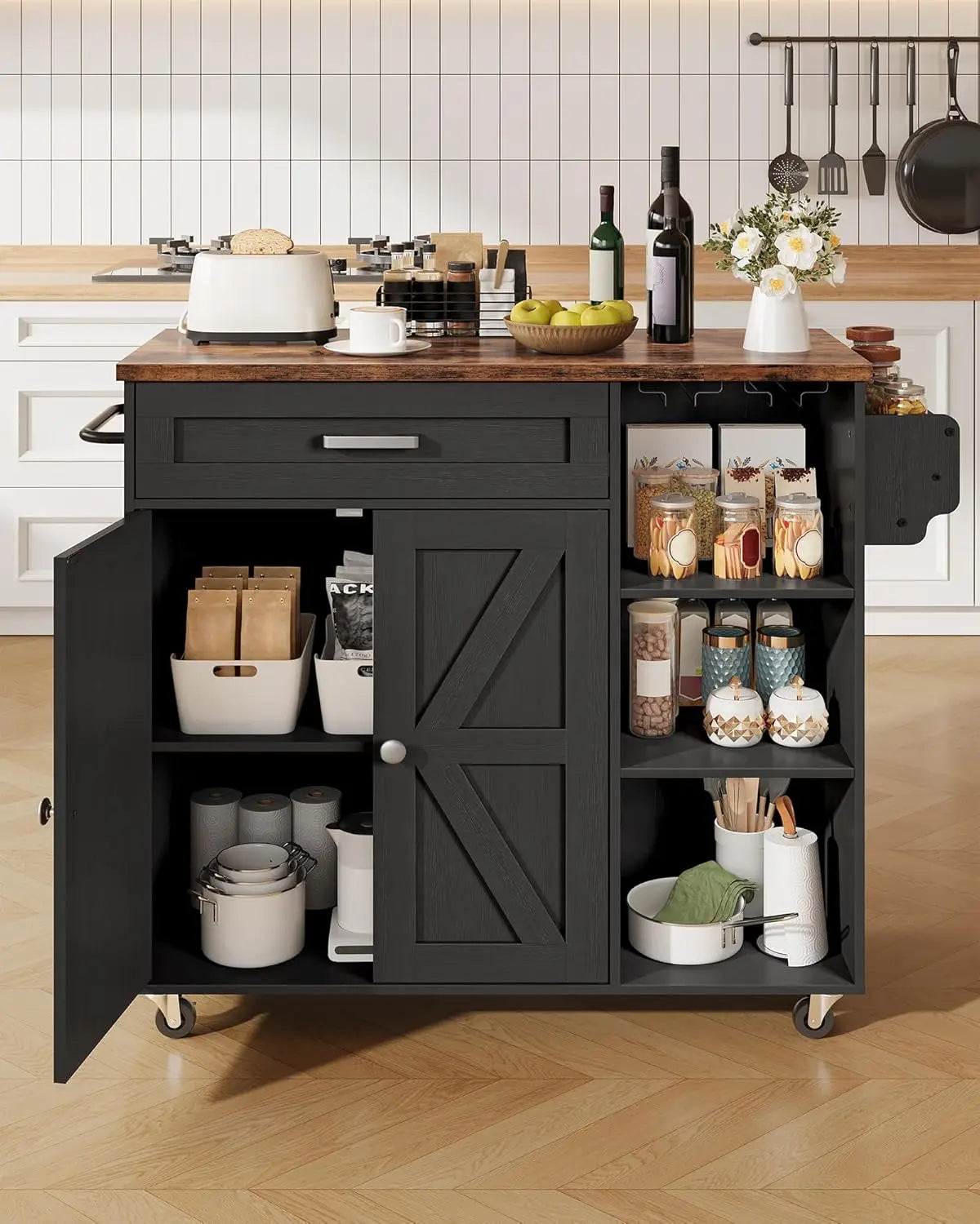 Rolling Storage Cart with Drawer, Versatile Island