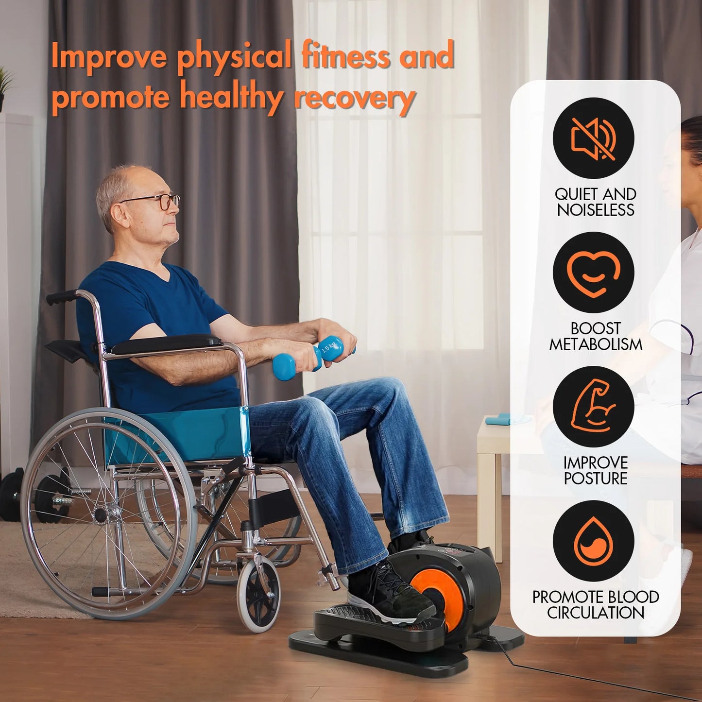 Elliptical Machine Under Desk Portable Electric Seated Leg Exerciser