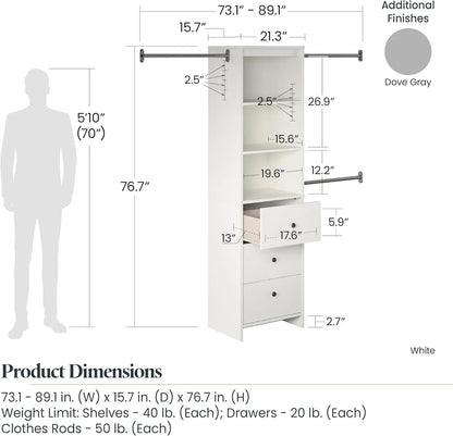 Beckett Closet Storage Organizer In White