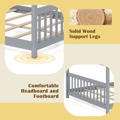 Solid Wood Full Size Floor Bed Montessori House