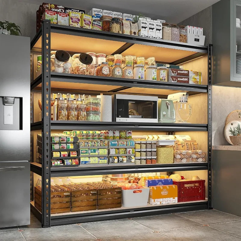 72''H / 5 Tier Metal Shelves Garage Shelves Adjustable