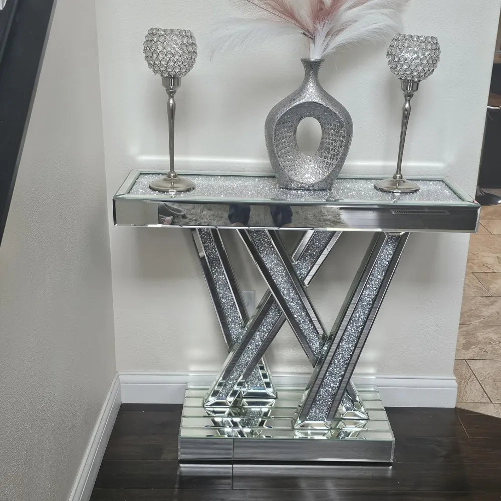 Modern Console Table Mirrored Finished