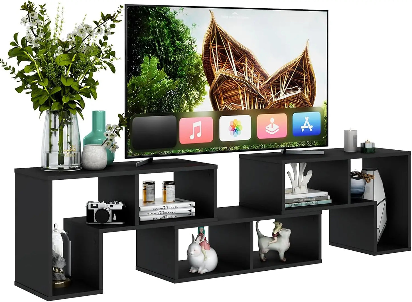 3 Pieces Console TV Stand, Free-Combination Entertainment Center for 50 55 60 65 Inch TV,