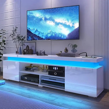 85 Inch TV, Modern Gaming TV Stand with Power Outlet,