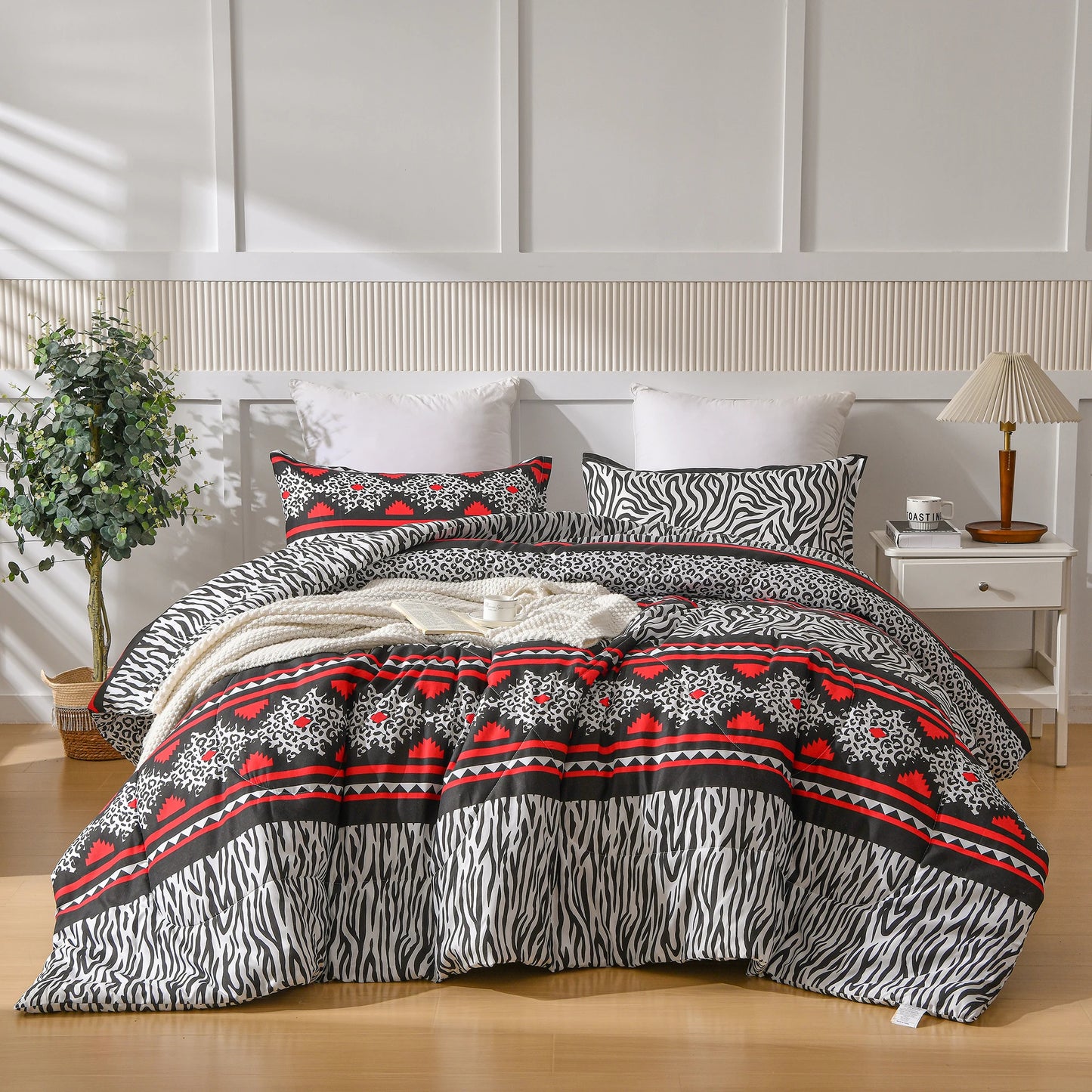 3 Pieces Comforter Set Quilted Style Bedding Sets