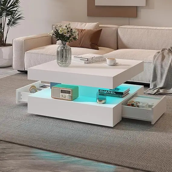 Contemporary 2-Tier Square Center Table,