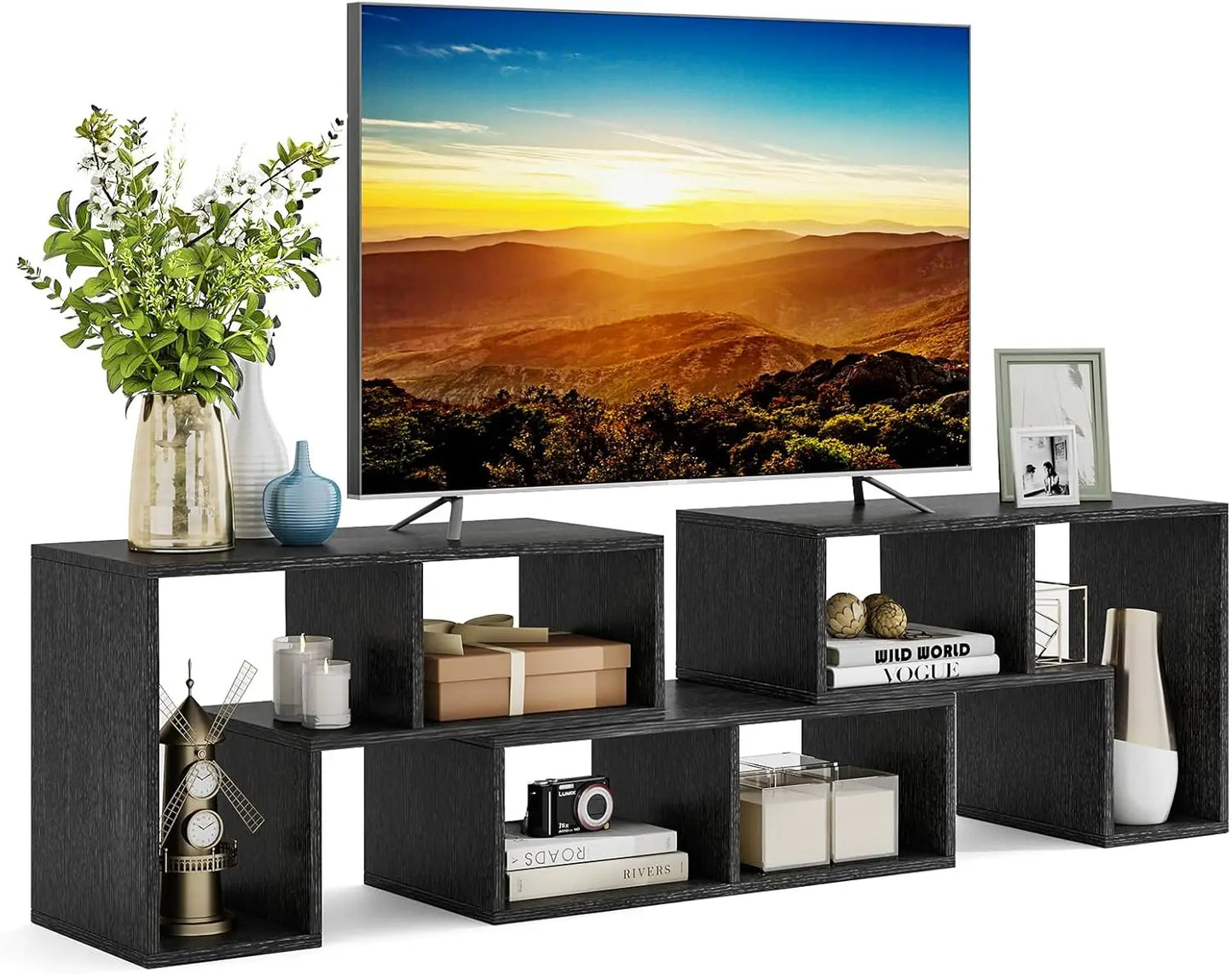 3 Pieces Console TV Stand, Free-Combination Entertainment Center for 50 55 60 65 Inch TV,