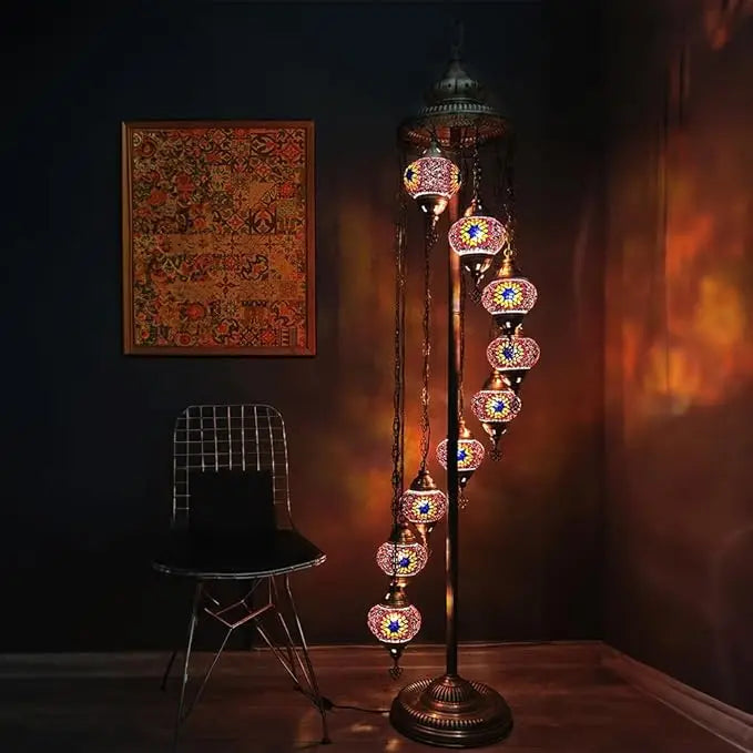 Moroccan Mosaic Standing Lamp 9 Globe