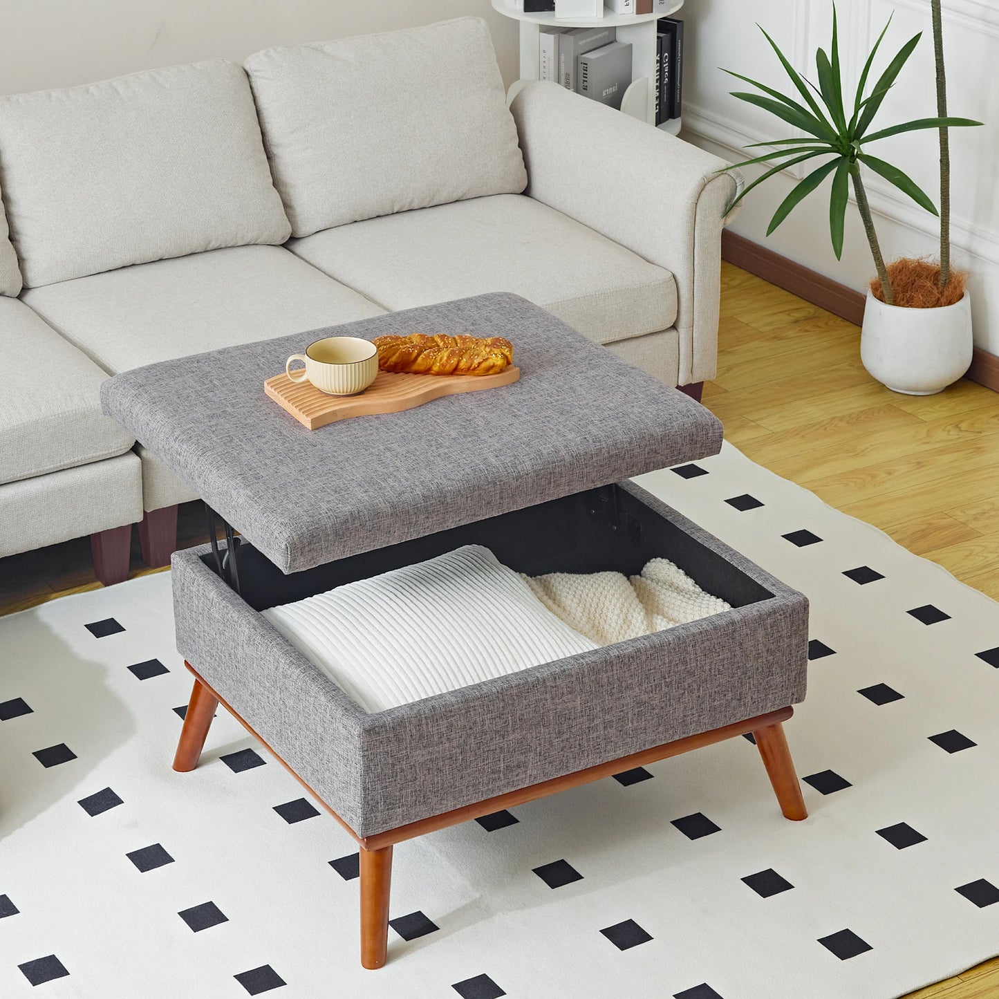 31.4 inch Lift Top Large Coffee Table with High-density Foam Wood