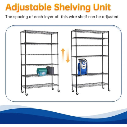 6-Shelf on Commercial Wire Adjustable Layer Shelving