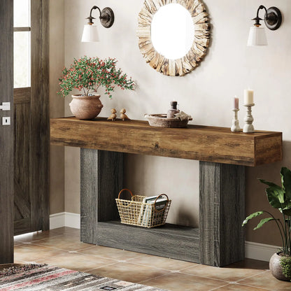2-Tier Entryway Table with U-Shaped Base