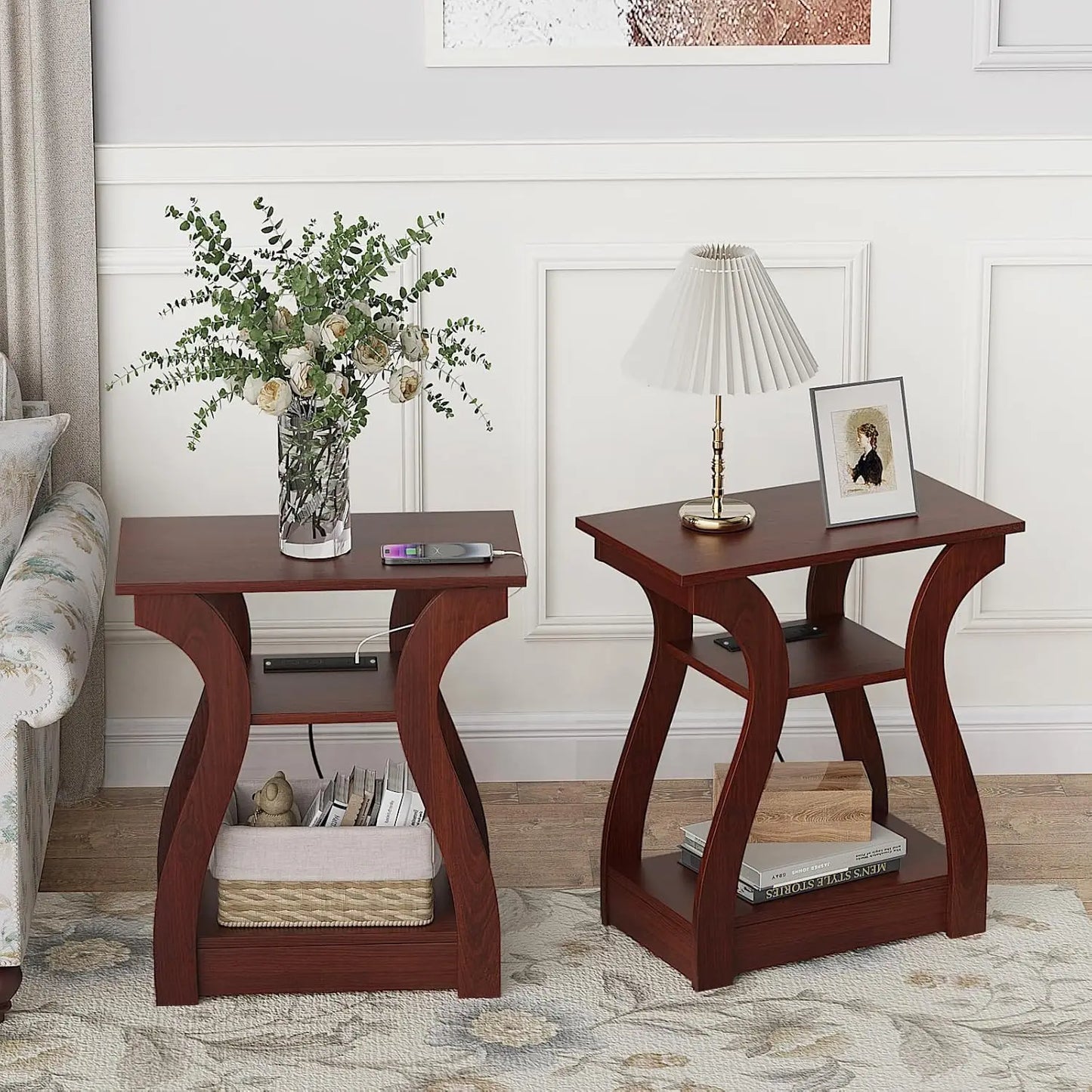 Set of 2 with Charging Station, Side Table