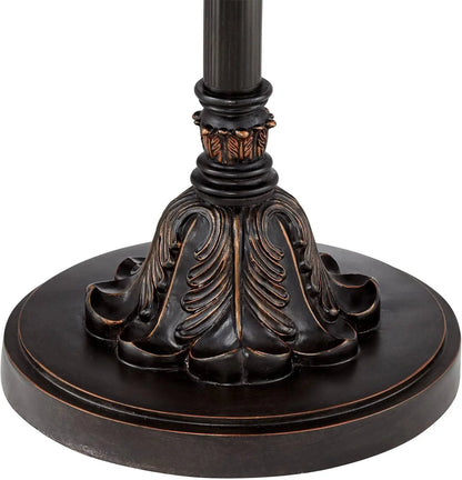Tall Antique Bronze Alabaster Traditional Torchiere Floor Lamp