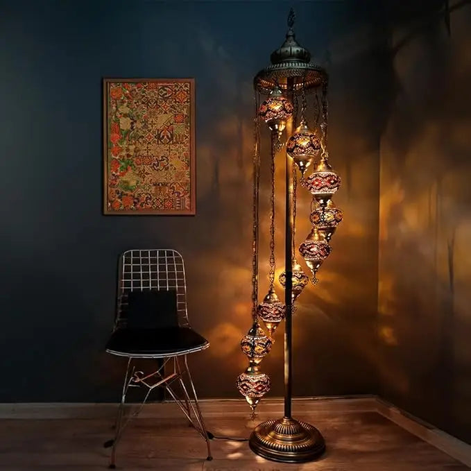 Moroccan Mosaic Standing Lamp 9 Globe