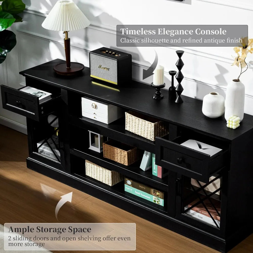 75 80 inch TV, Modern Entertainment Center with LED Lights