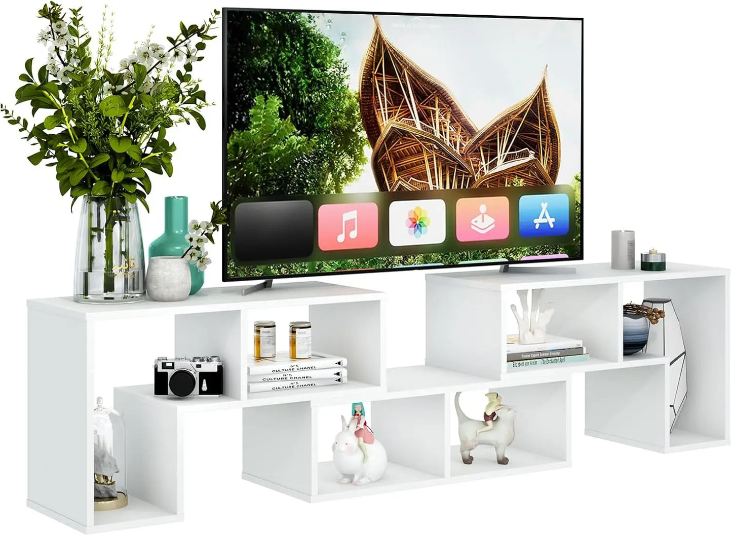 3 Pieces Console TV Stand, Free-Combination Entertainment Center for 50 55 60 65 Inch TV,