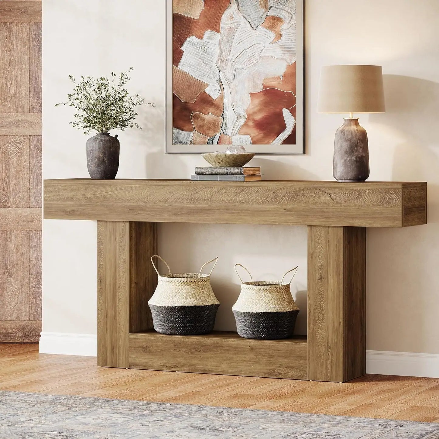 2-Tier Entryway Table with U-Shaped Base
