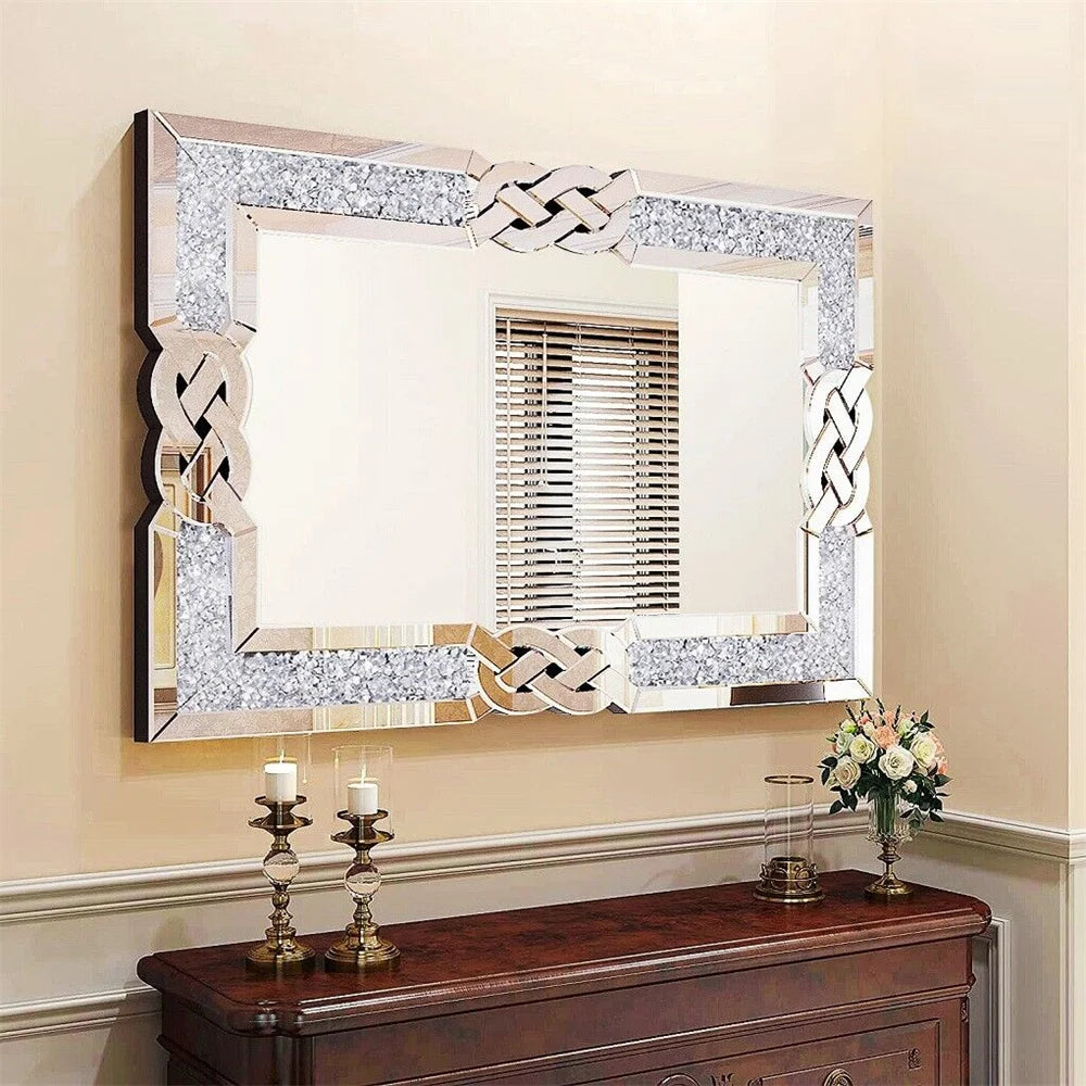 Diamond Mirror Vanity Silver Decorative Wall Hang Mirror