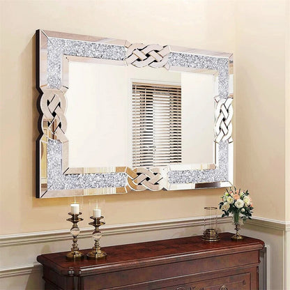 Diamond Mirror Vanity Silver Decorative Wall Hang Mirror