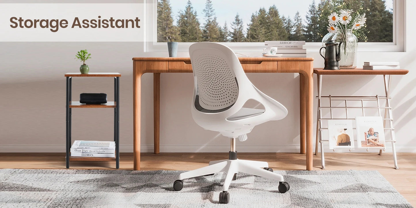 JHK 2/3-Tier End Table Side Tables with Adjustable Feet Small Nightstand Steel Frame Space-Saving for Bedroom Living Room Office