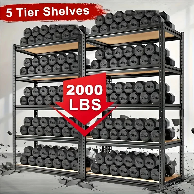 5-Tier Heavy Duty Shelving Unit 2000LBS Capacity - 72"W x 36"D x 16"H