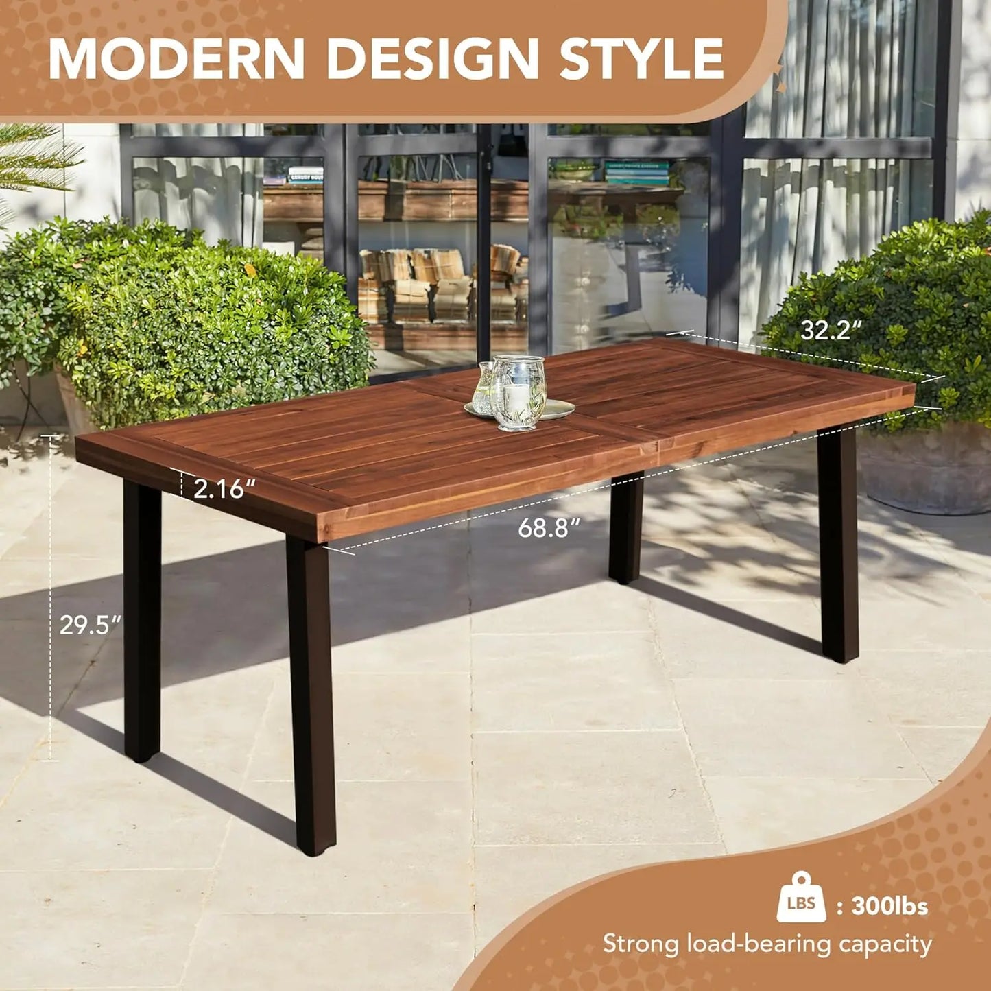 Wood Dining 6 Person Indoor Outdoor