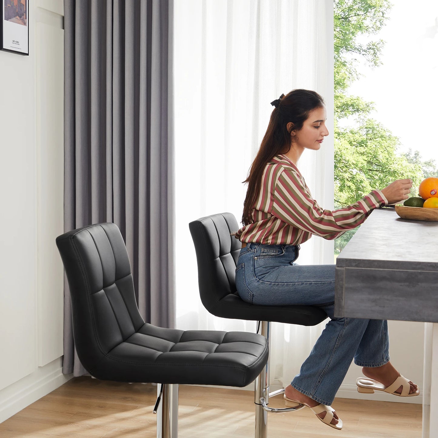 Set of 2,Upholstered Counter Height Bar Stools.