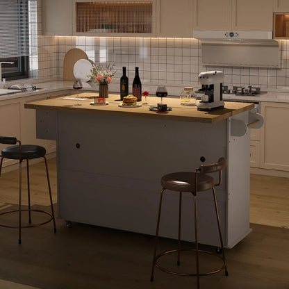 60" Mobile Kitchen Islands Rolling Trolleys Kitchen Island