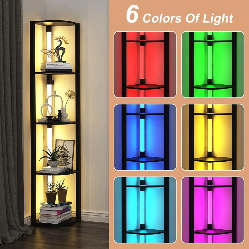Solid 5-level Corner Bookshelf Cabinet Display Rack